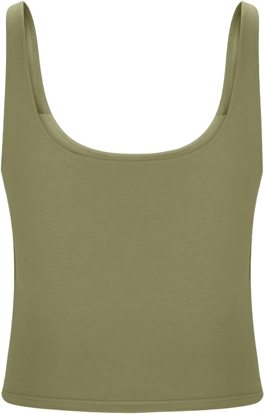 Tank Top with Built in Bra for Women Casual Summer Sleeveless Gym Crop Tops Workout Athletic Yoga Shirts