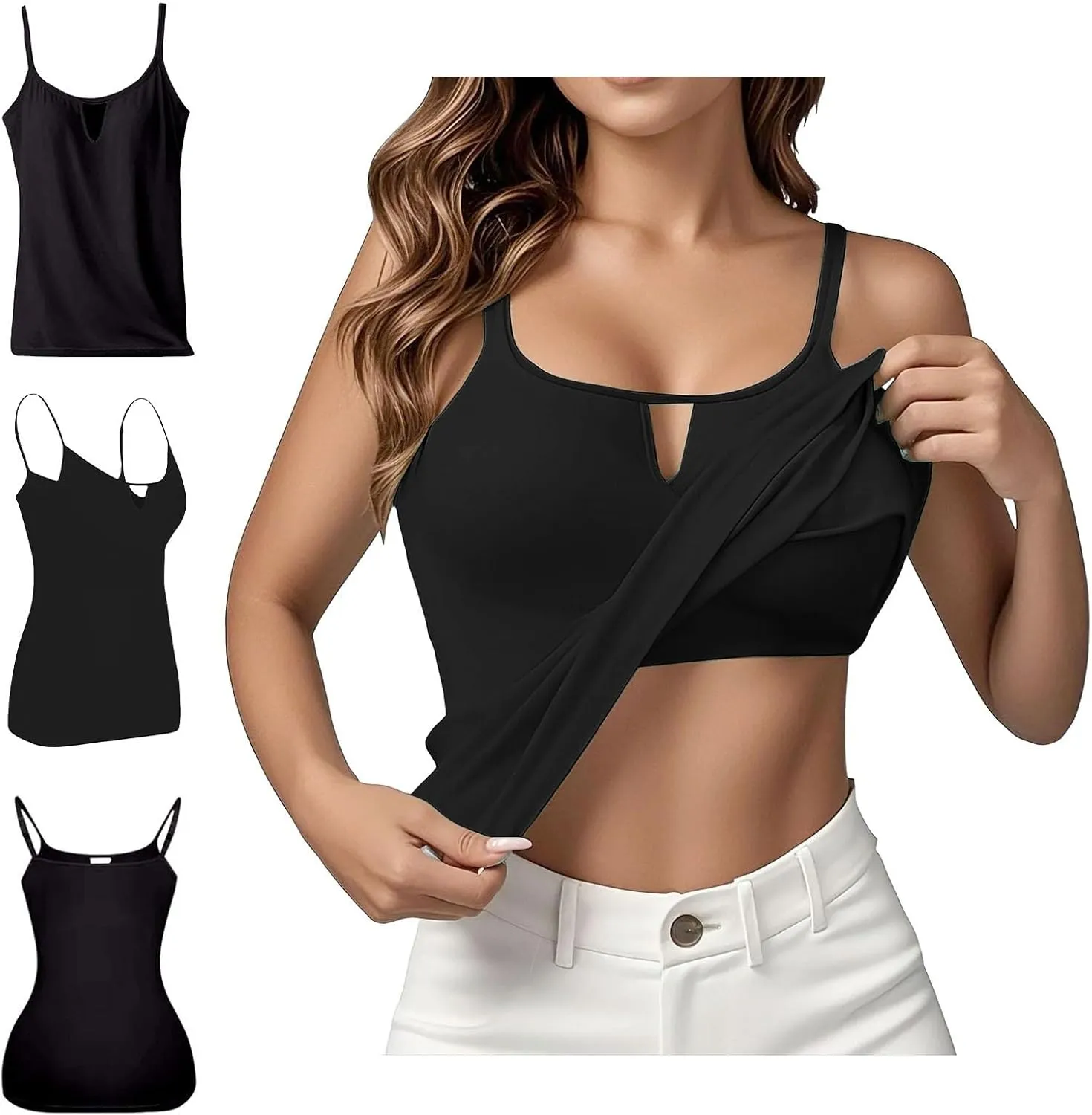 Tank Top with Built in Bra for Women Sports Cute Cami Shirts 2025 Spring Summer Beach Camisoles Bras