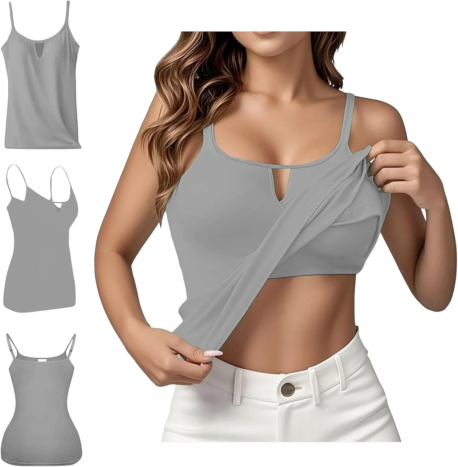 Tank Top with Built in Bra for Women Sports Cute Cami Shirts 2025 Spring Summer Beach Camisoles Bras