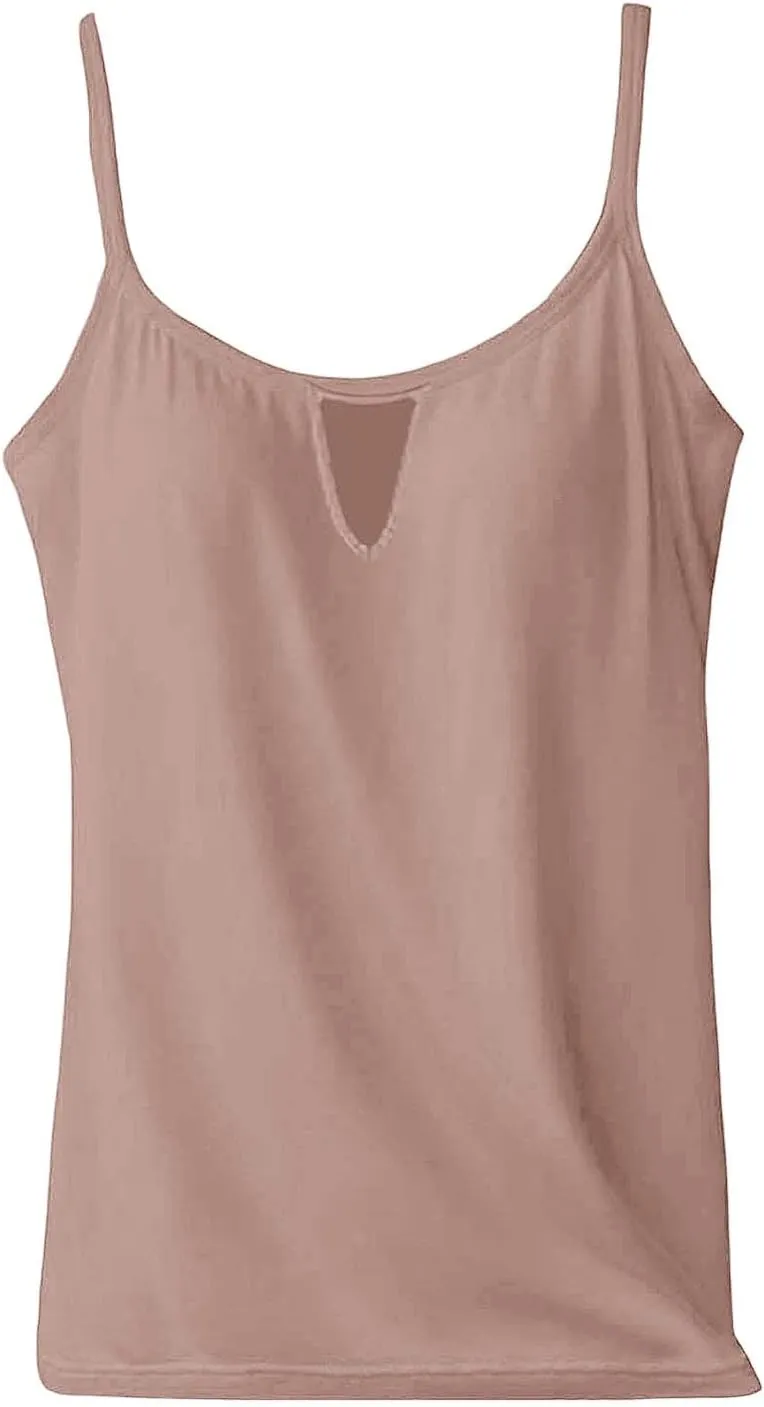 Tank Top with Built in Bra for Women Sports Cute Cami Shirts 2025 Spring Summer Beach Camisoles Bras