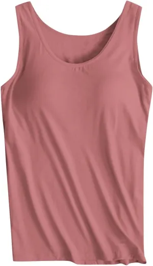 Tank Tops for Women with Built in Bras Loose Yoga Workout Top Basic Sleeveless Stretchy Gym Shirts Summer Undershirts