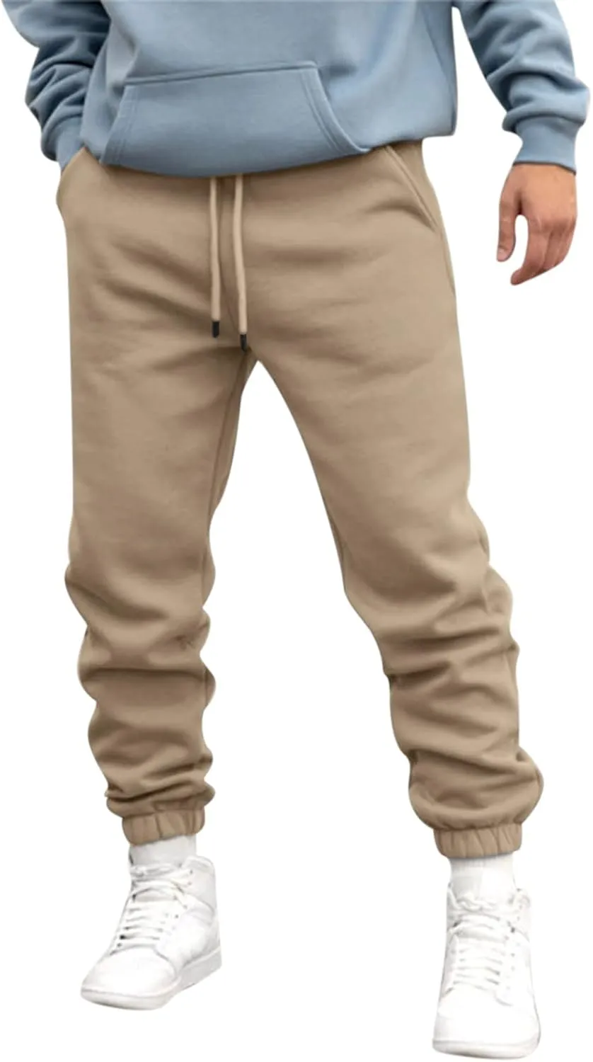 Tapered Joggers for Men Mens Autumn and Winter High Street Fashion Leisure Loose Sports Running Solid Stretch