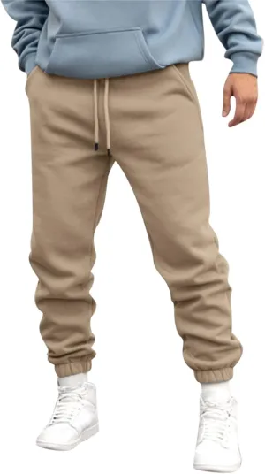 Tapered Joggers for Men Mens Autumn and Winter High Street Fashion Leisure Loose Sports Running Solid Stretch