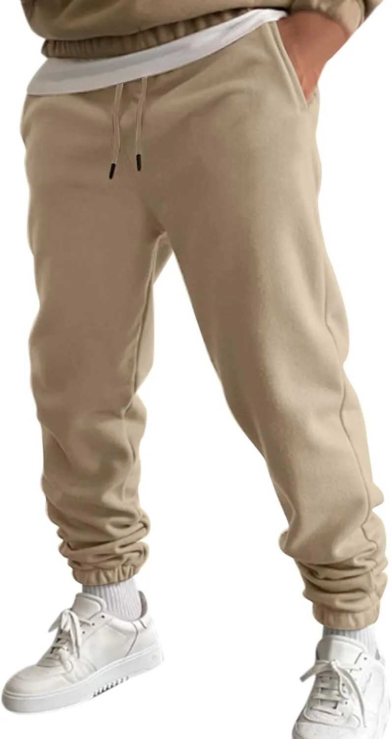 Tapered Joggers for Men Mens Autumn and Winter High Street Fashion Leisure Loose Sports Running Solid Stretch