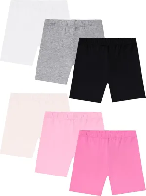 Tenpluszero 6 Pack Girls Bike Shorts Cartwheel Under Dress Short for Toddler Girls Dance Shorts Breathable and Safety