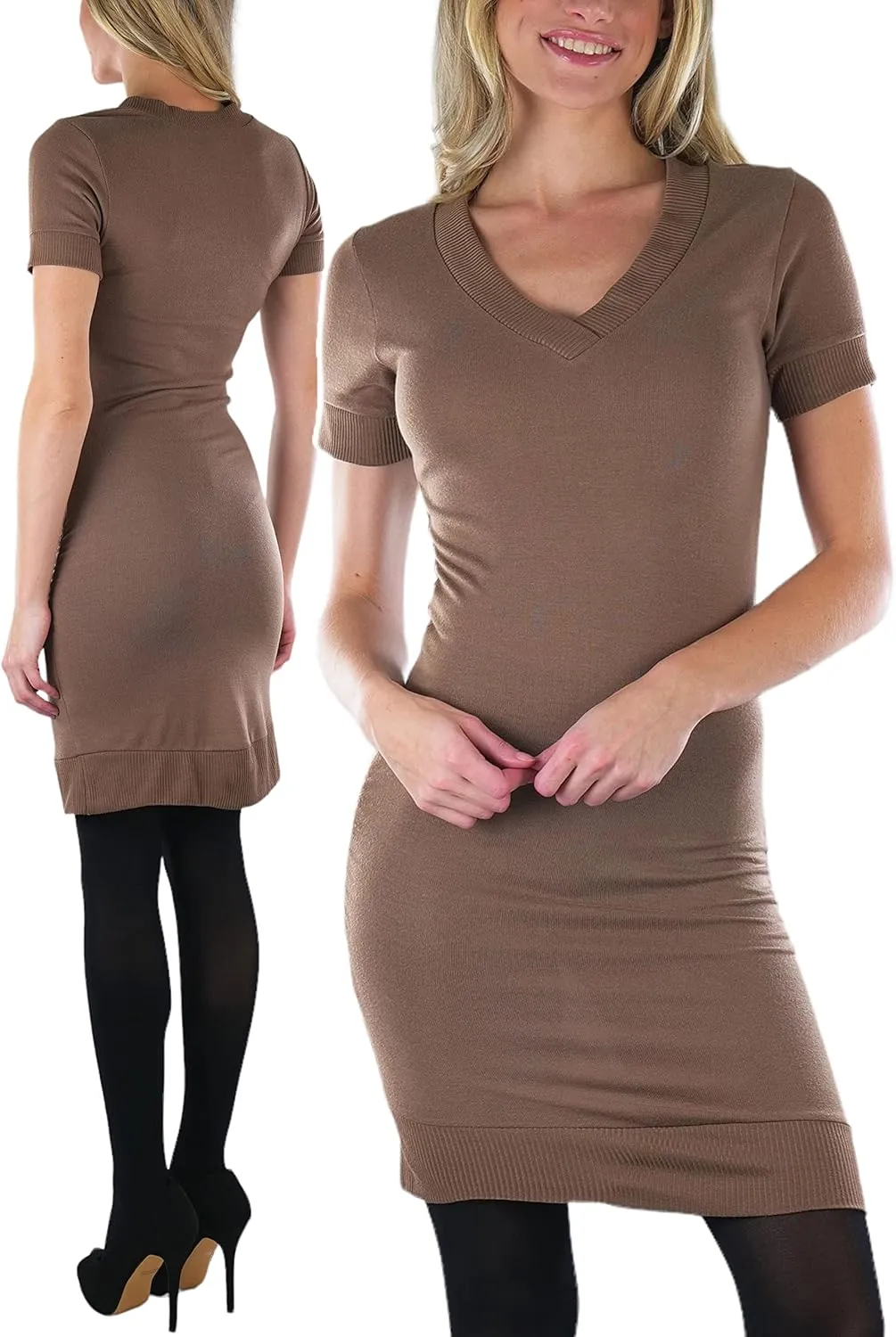ToBeInStyle Women's Soft Knit V-Neck Sweater Warm Knit Tunic