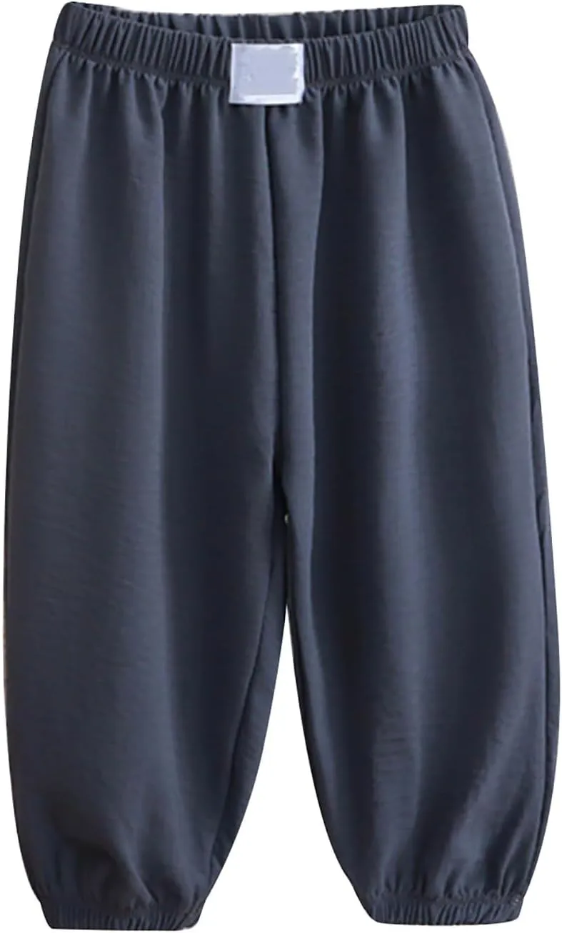 Toddler Boys Baggy Sweatpants Elastic Waist Breathable Comfy Aesthetic Joggers Kids Plain Loose Athletic Trousers