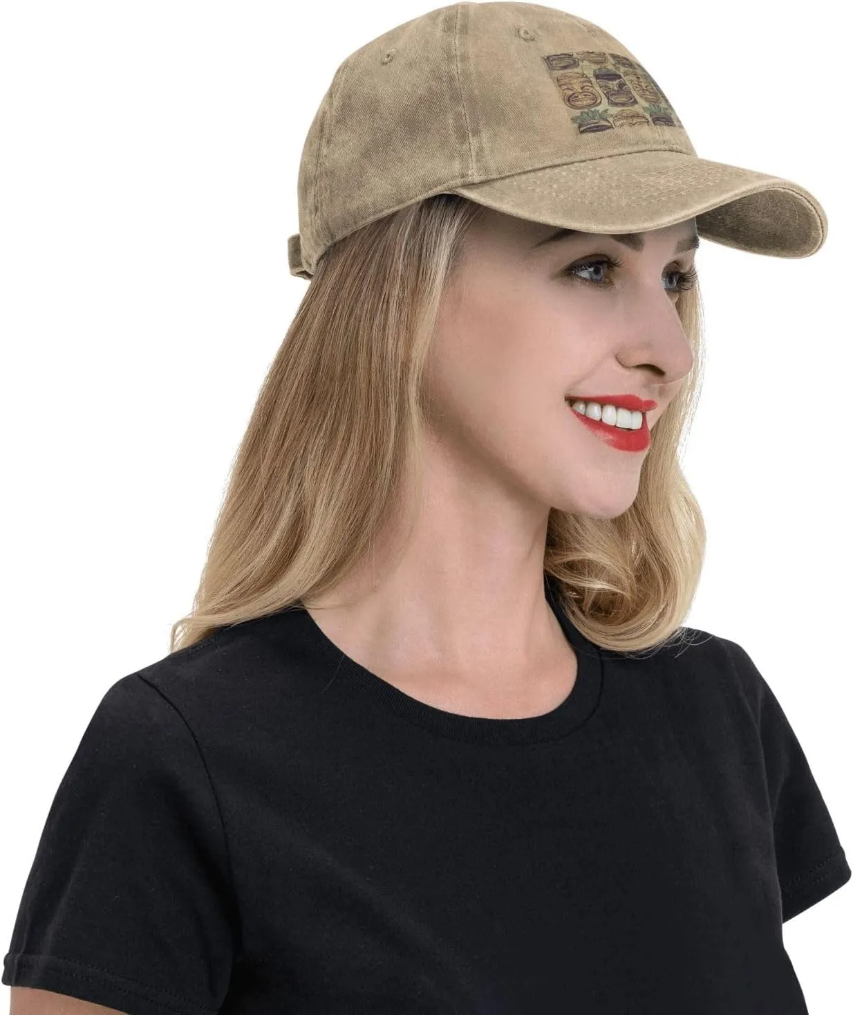 Vintage Aloha Tiki Pattern Unisex Baseball Cap Breathable Cotton Trucker Hat Classic Denim Dad Hat Summer Sun Hat