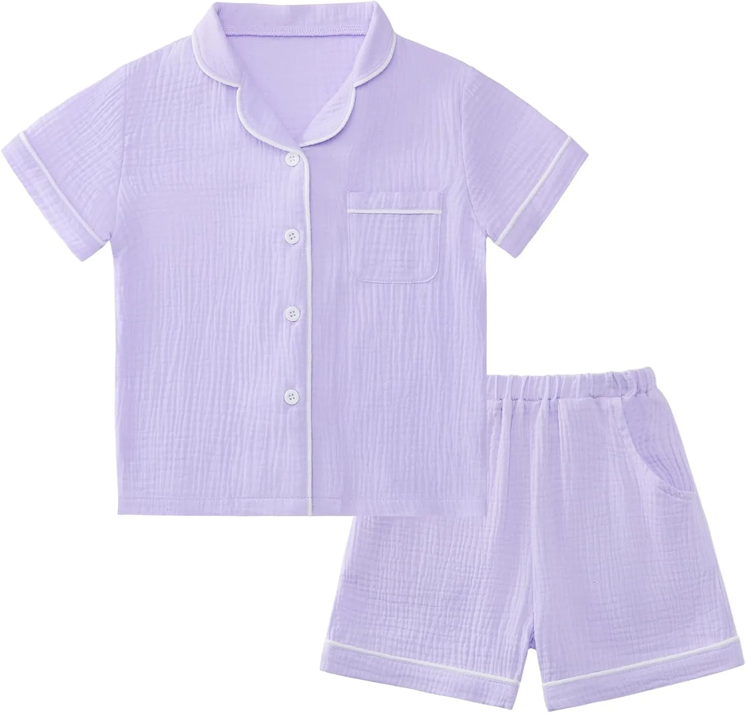 Weixinbuy Baby Girls Pajama Set Button Down Pjs Sets Cotton Pajamas Sleepwear Nightwear Loungewear 2 Pcs Pj Sets for Girl Boy