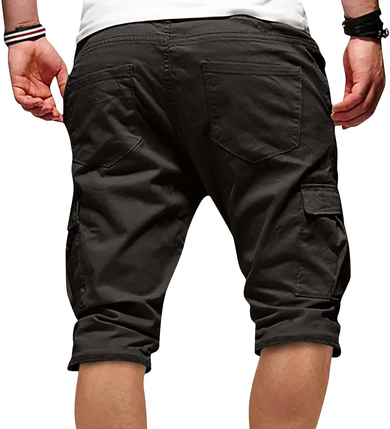 WENKOMG1 Mens Cotton Gym Shorts,Solid Elastic Waist Drastring Workout Shorts Running Jogging Trunks Basketball Shorts