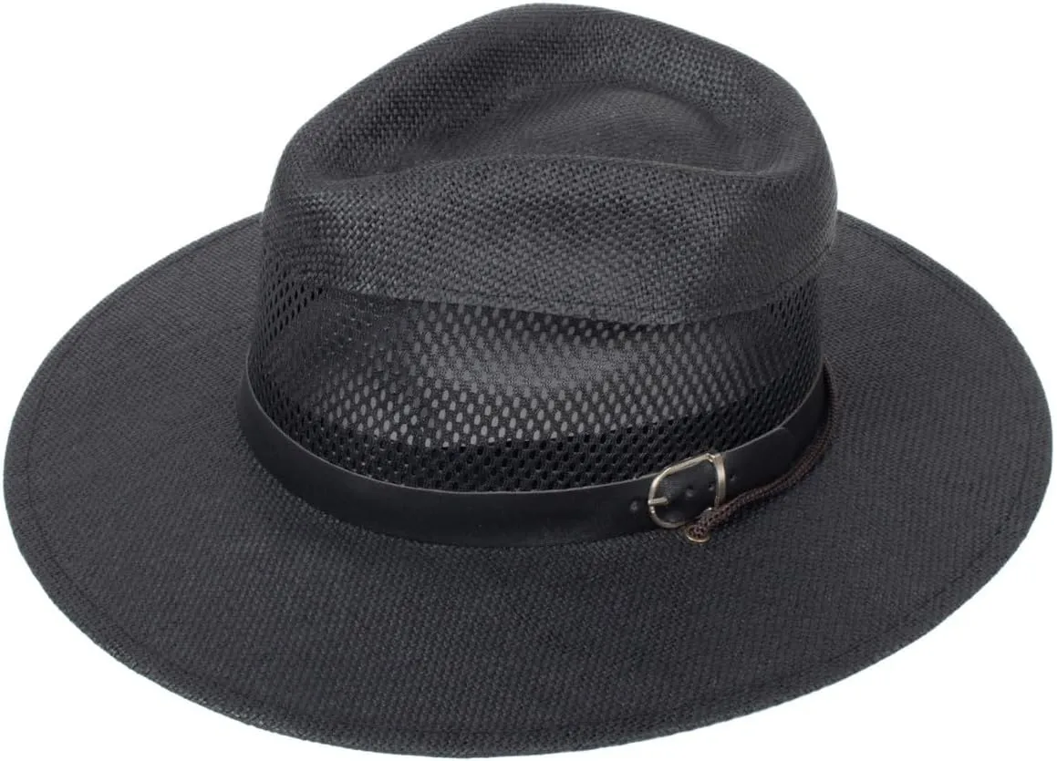 WESTEND Unisex Short Brim Fedora - Hats for Men & Women   Cooling Mesh Fashion Fedora Hat, Leather Belt Mesh Fedora