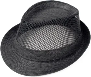 WESTEND Unisex Short Brim Fedora - Hats for Men & Women   Cooling Mesh Fashion Fedora Hat, Leather Belt Mesh Fedora