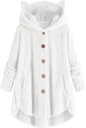 Winter Coats for Women Fuzzy Fleece Pullover Sherpa Sweatshirt Soft Warm Oversized Hoodie Comfy Plus Size Loungewear