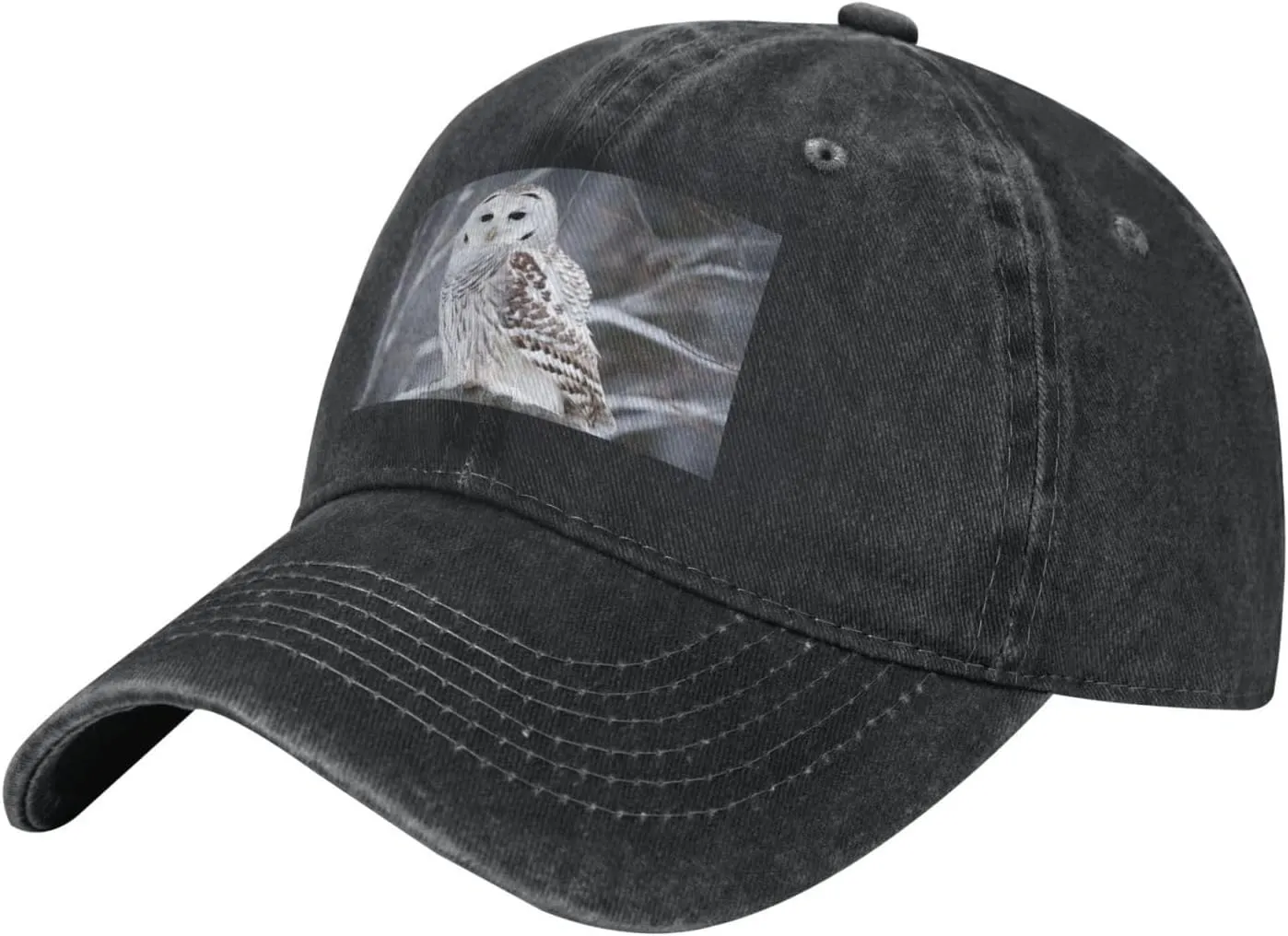 Winter White Owl Unisex Baseball Cap Breathable Cotton Trucker Hat Classic Denim Dad Hat Summer Sun Hat