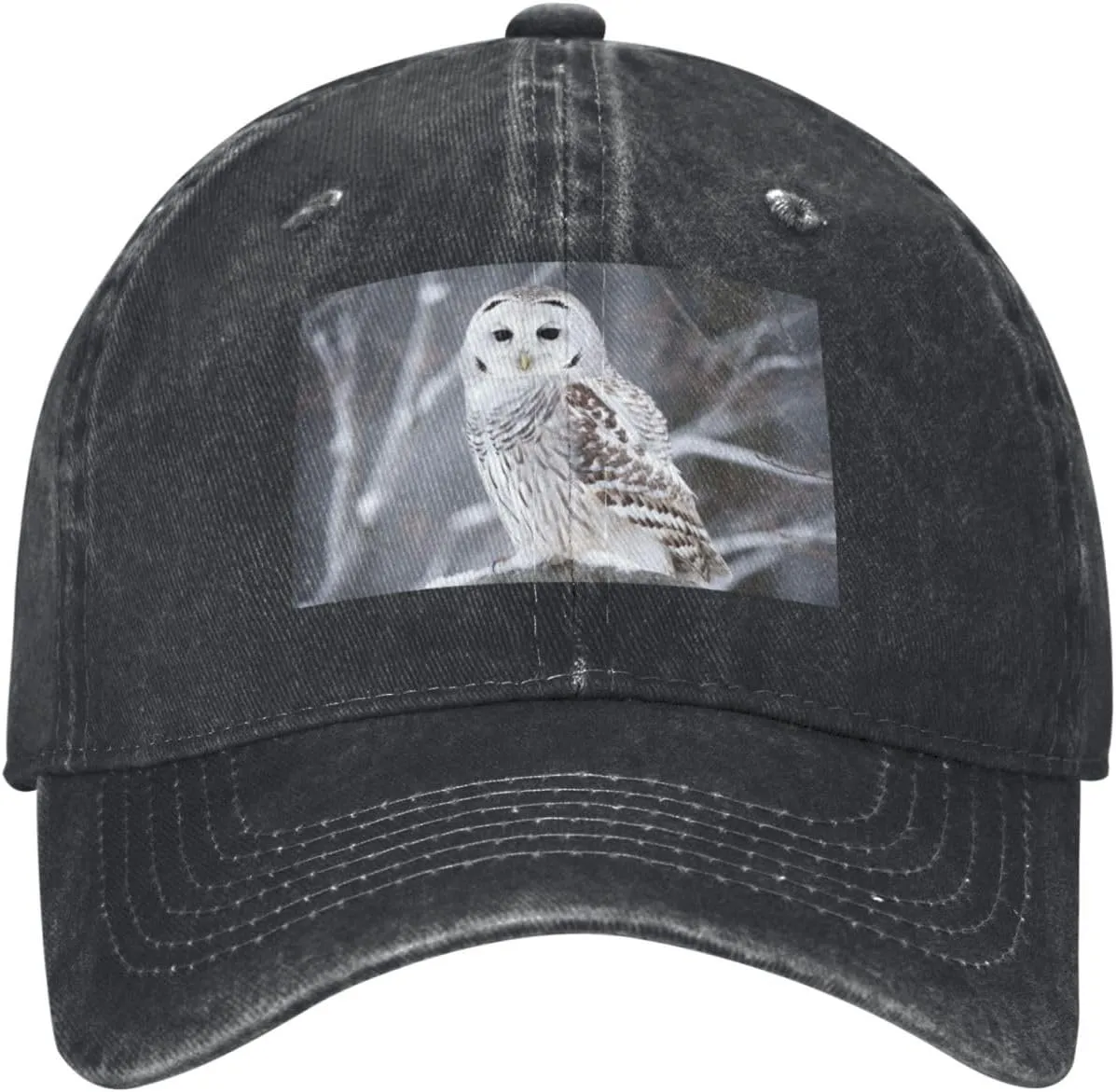 Winter White Owl Unisex Baseball Cap Breathable Cotton Trucker Hat Classic Denim Dad Hat Summer Sun Hat