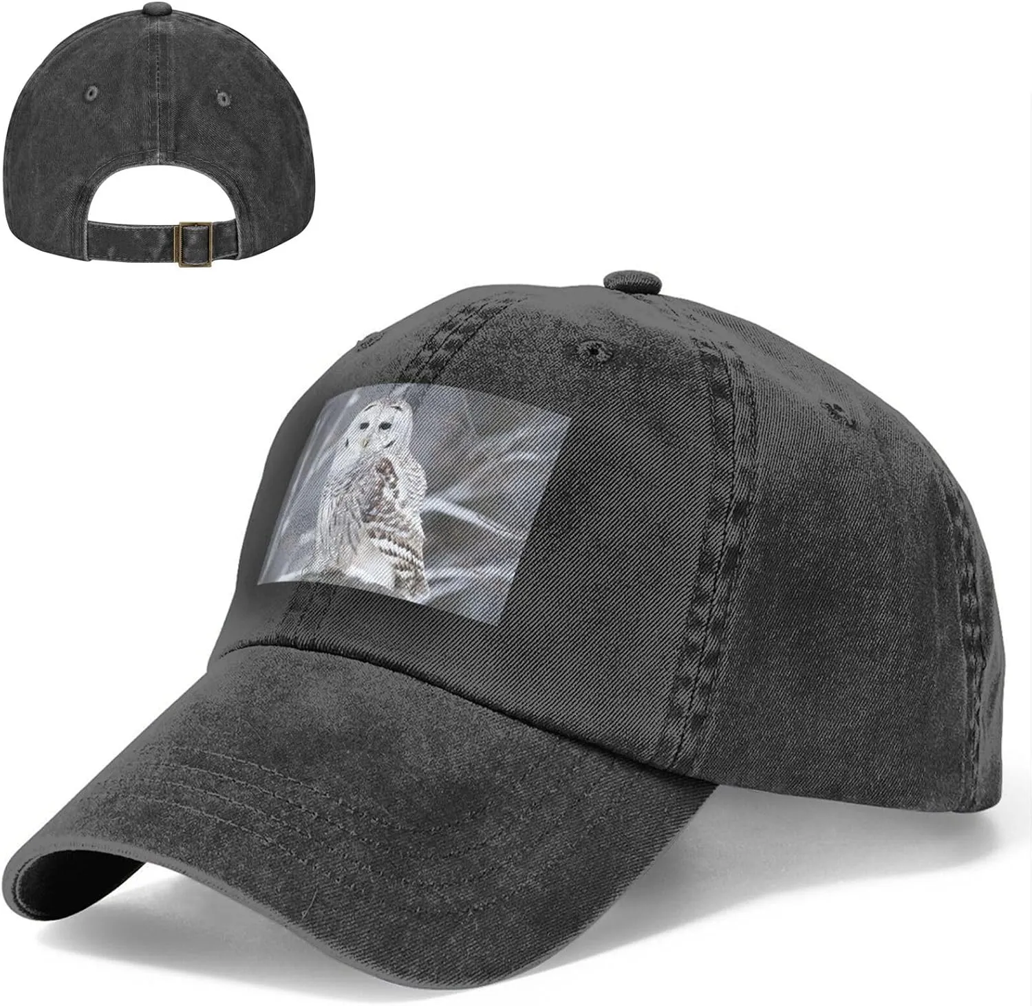 Winter White Owl Unisex Baseball Cap Breathable Cotton Trucker Hat Classic Denim Dad Hat Summer Sun Hat