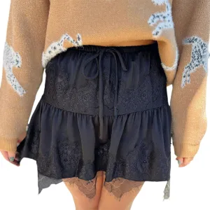 Women Lace Half Slip Skirt Low Rise Pleated Ruffle Lace Mini Skirt Layered Flowy Short Skirt Y2k Underskirt