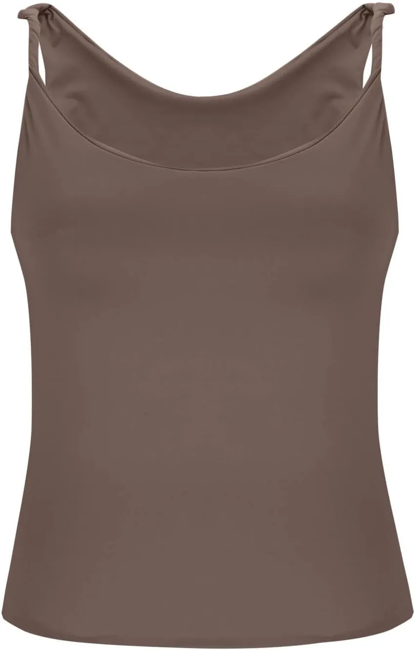 Women Off Shoulder Top Sleeveless Twist Strap Going Out Tank Tops Slim Fit Stretch Ruched Crop Top Casual T Shirts