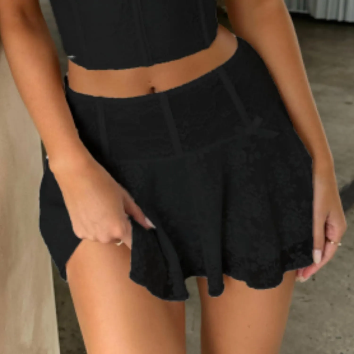 Women Pleated Lace Mini Skirts Fashion Mid-Rise Golf Skirts Spring Summer Casual Boho Short Aesthetic Skirts