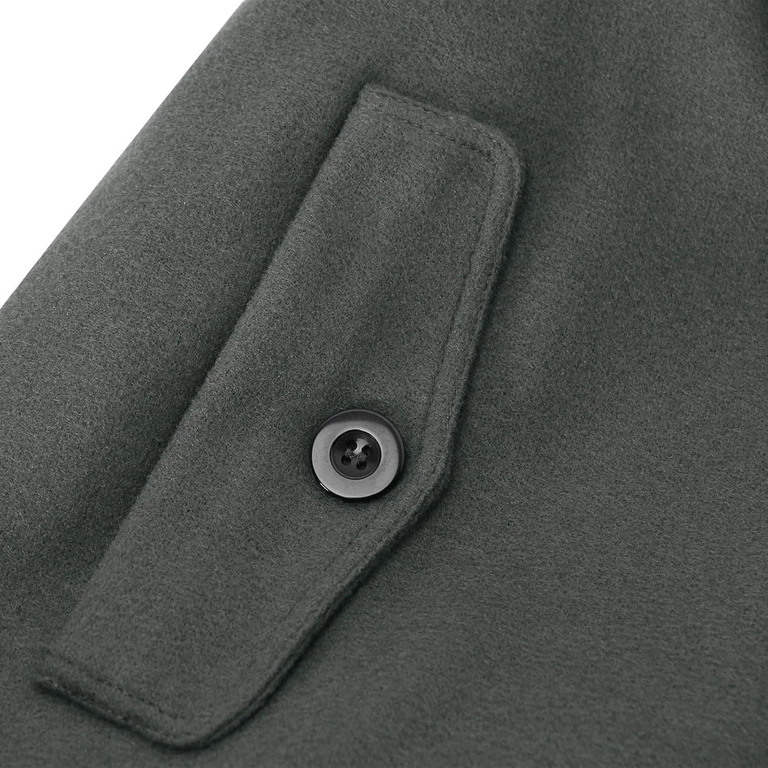 Women Single Breasted Long Trench Coat Windproof Classic Soft Slim Overcoat with Belt Wool Blend Warm Lapel Pea Coat
