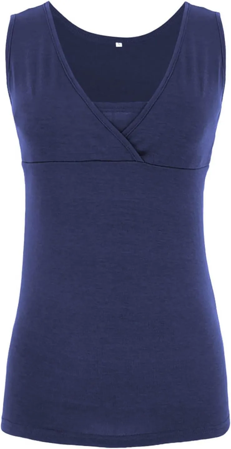Women Sleeveless Nursing Tank Tops Maternity Breastfeeding Shirts V Neck Casual Blouses Tee Shirt for Nursing