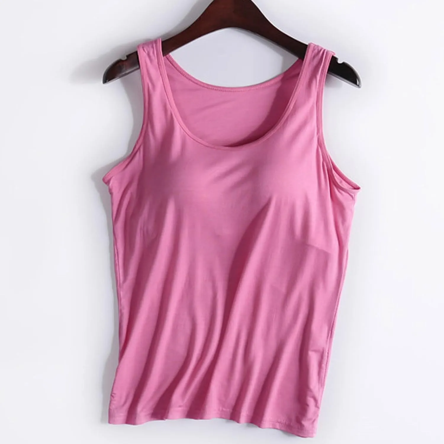 Women Tank Tops with Built in Bra Casual Modal Undershirt Summer Basic Padded Yoga Shirt Shelf Bras Workout Camisole