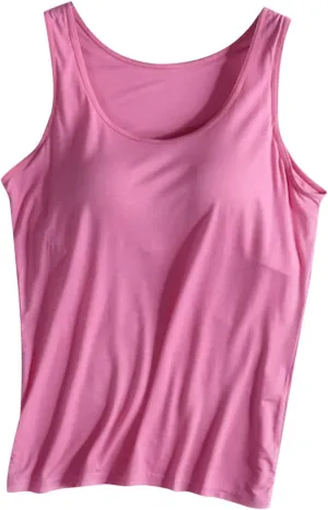Women Tank Tops with Built in Bra Casual Modal Undershirt Summer Basic Padded Yoga Shirt Shelf Bras Workout Camisole