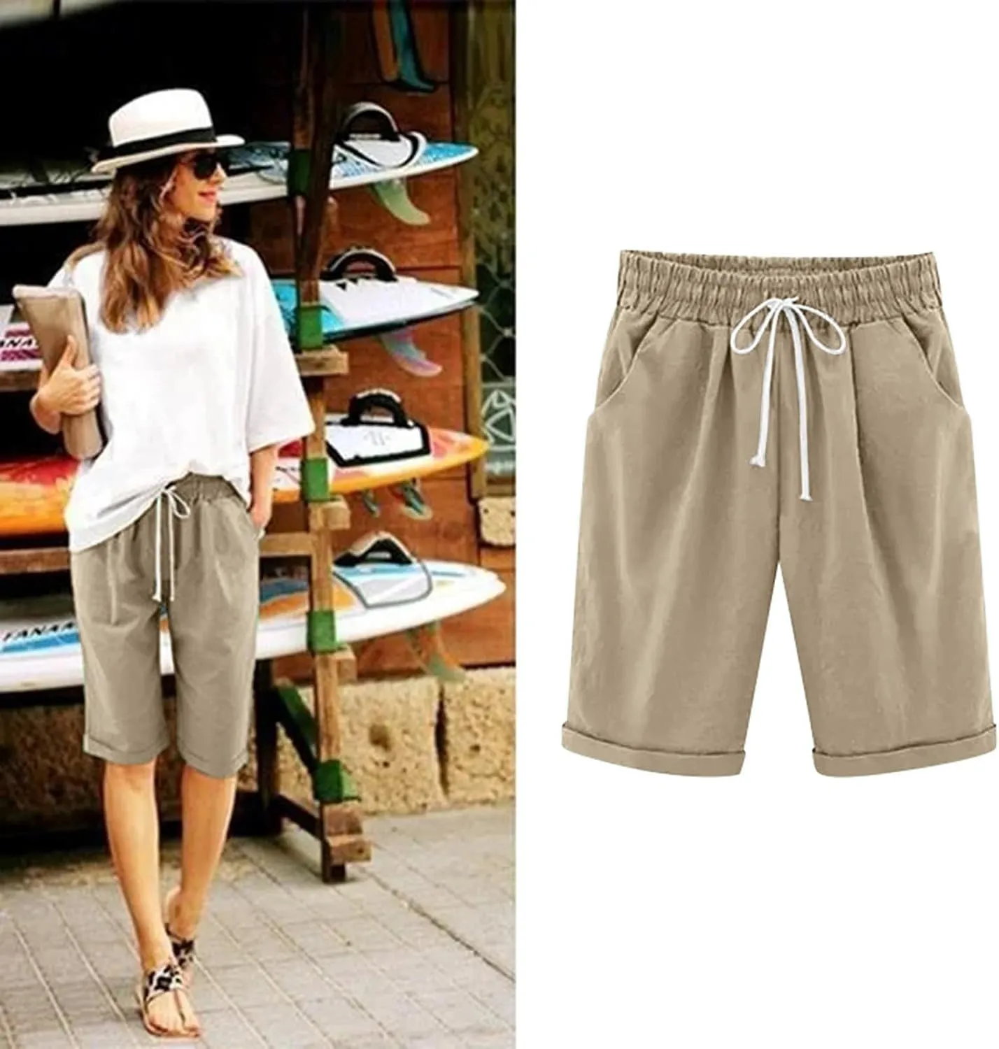 Women Wide Leg Linen Pants 2025 Summer High Waisted Palazzo Pants Office Loose Flowy Trouser with Pockets