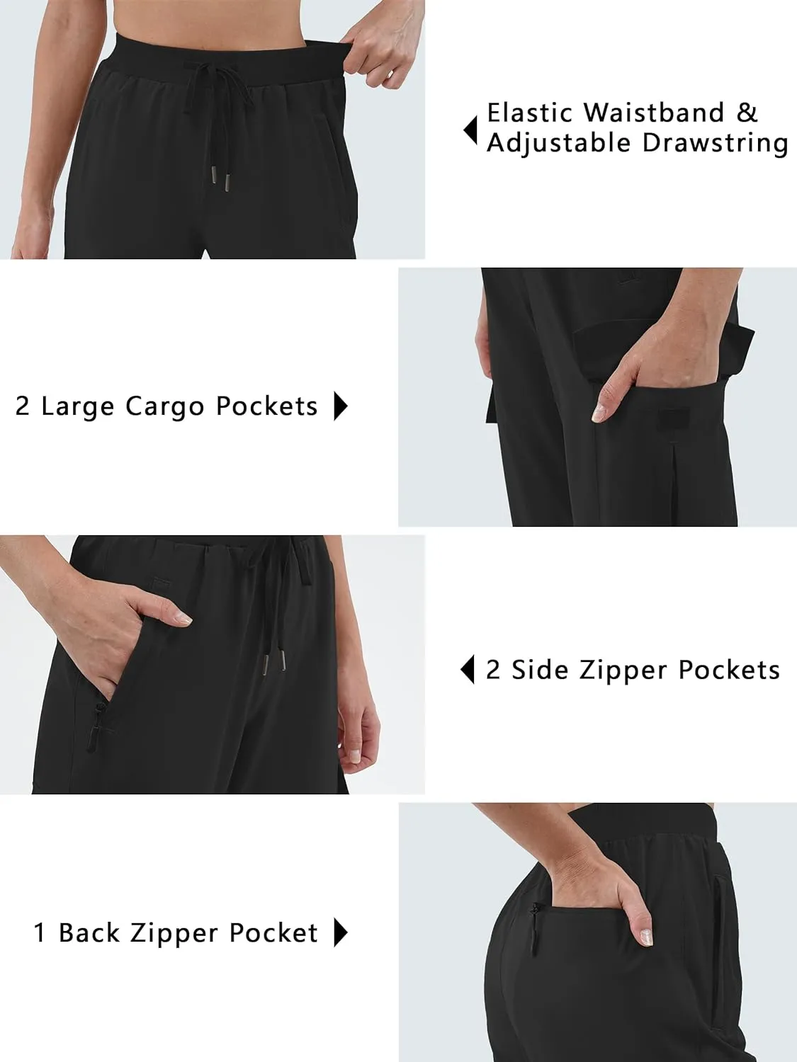 Women's 30"/32"/34"/36" Tall Inseam Cargo Joggers Lightweight Hiking Pants Quick Dry Athletic Workout Outdoor