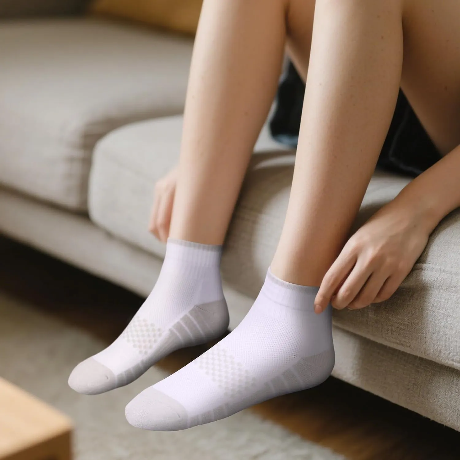 Womens Ankle Golf Tennis Athletic Socks for Women,Moisture Wicking Breathable Cotton Cushioned Quarter Socks,5 Pairs