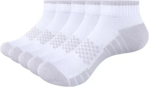 Womens Ankle Golf Tennis Athletic Socks for Women,Moisture Wicking Breathable Cotton Cushioned Quarter Socks,5 Pairs