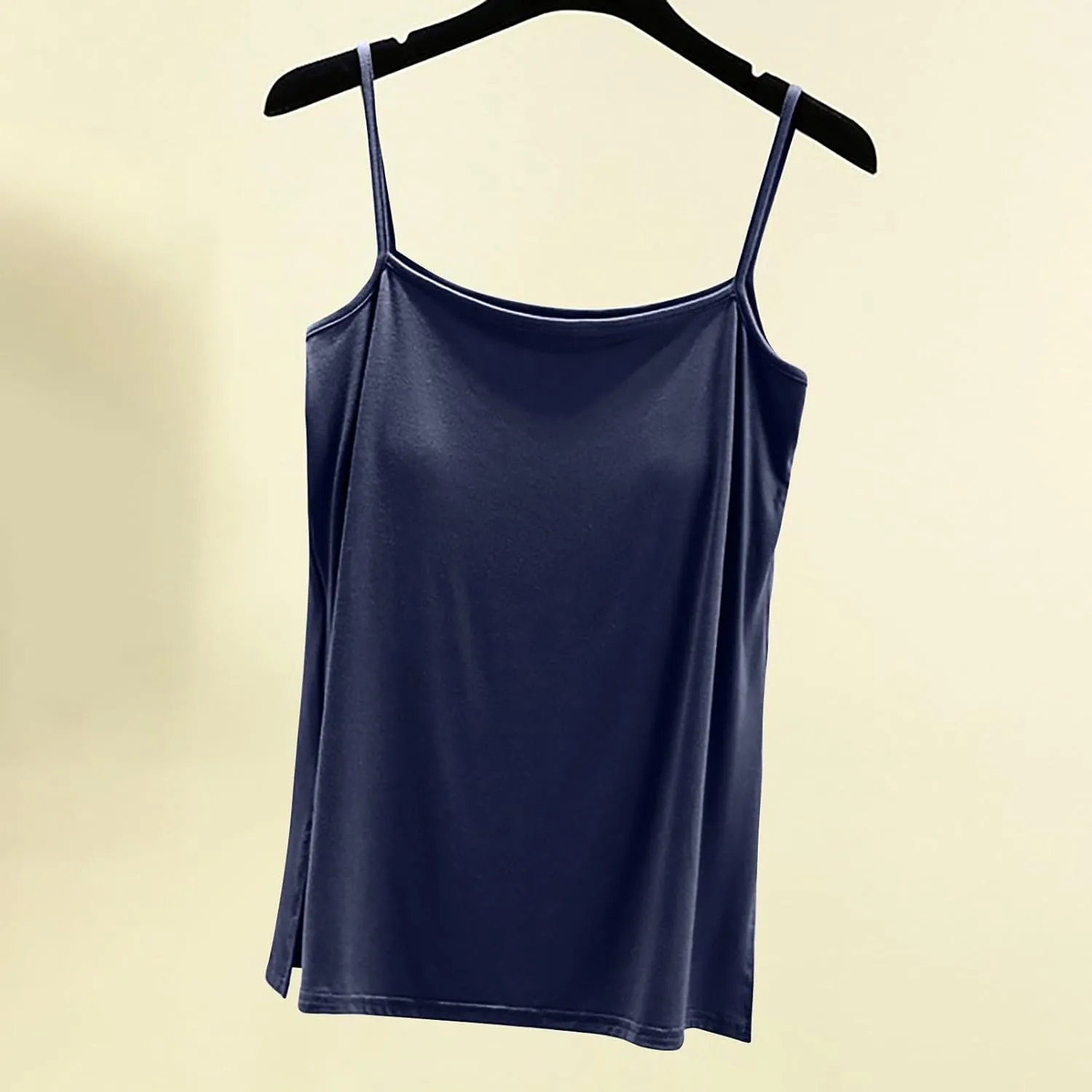Womens Built-in Bra Padded Camisole Yoga Tanks Tops Wireless Support Short Cami Shirts Loose Fit Casual Blouse