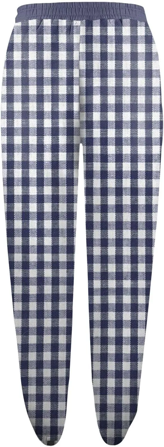 Womens Crossover Sweatpants Plaid Print Casual Baggy Long Flare Jogger Sweats Pants Lightweight Joggers Plus Size