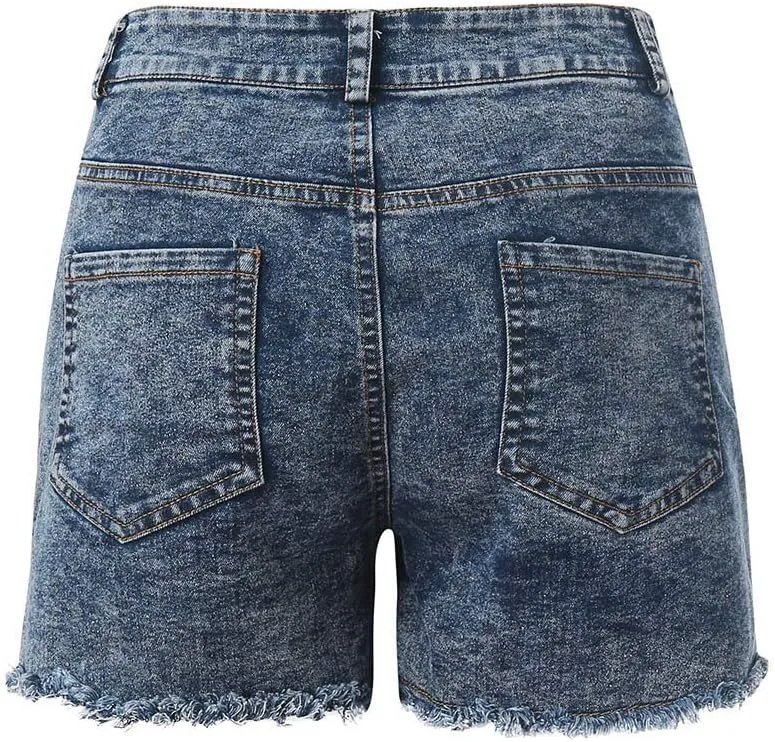 Women's Denim Shorts High Waisted Stretchy Jean Shorts Distressed Summer Shorts Cut Off Baggy Jean Shorts