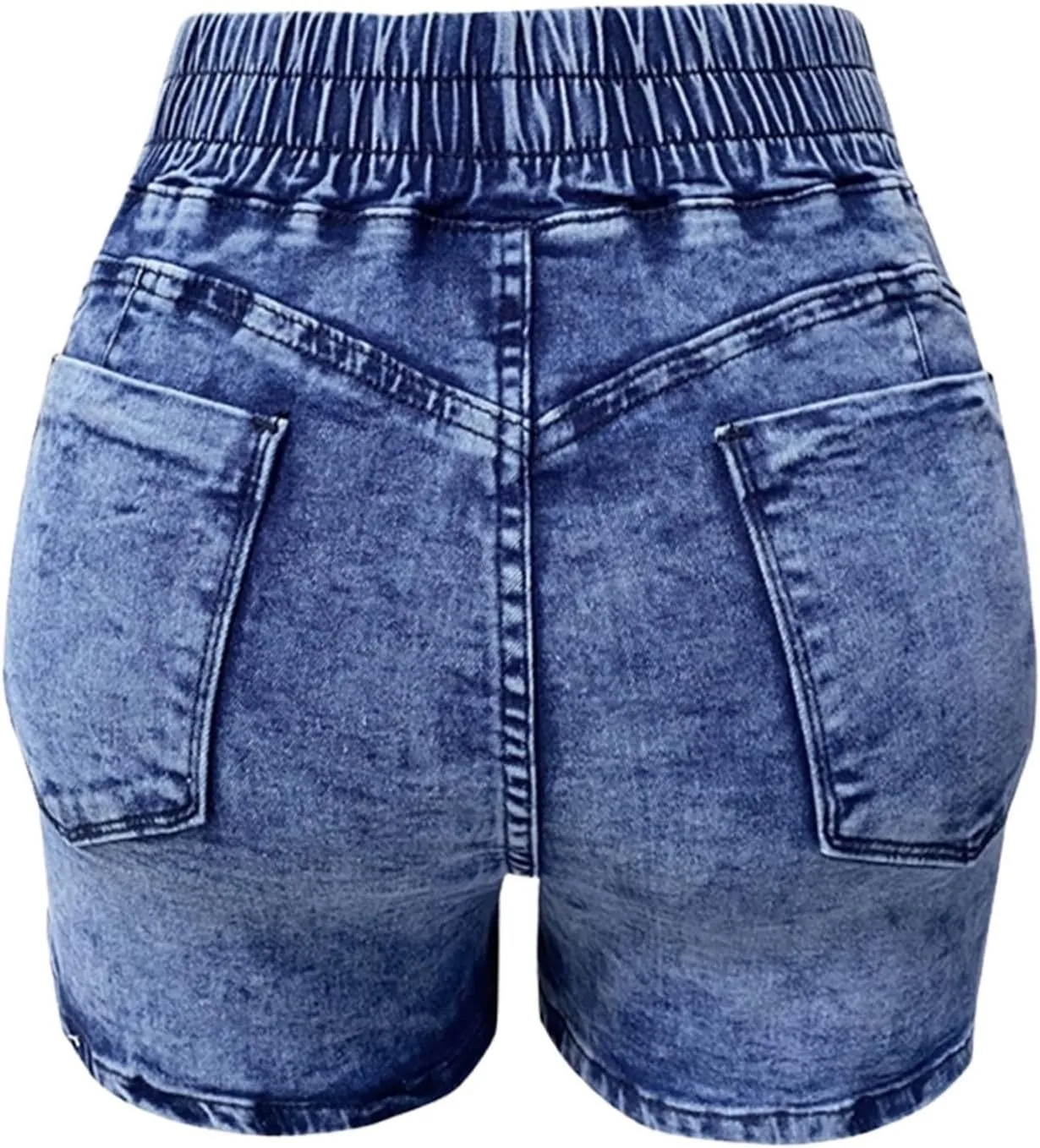 Women's Denim Shorts Summer Casual High Elastic Waist Drawstring Stretchy Trendy Summer Baggy Teen Girls Jean Shorts