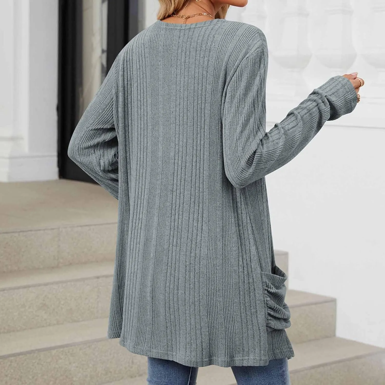 Womens Fall Fashion 2024 Cardigan Sweaters Open Front Casual Soft Knit Cardigans Long Sleeve Outerwear with Pockets