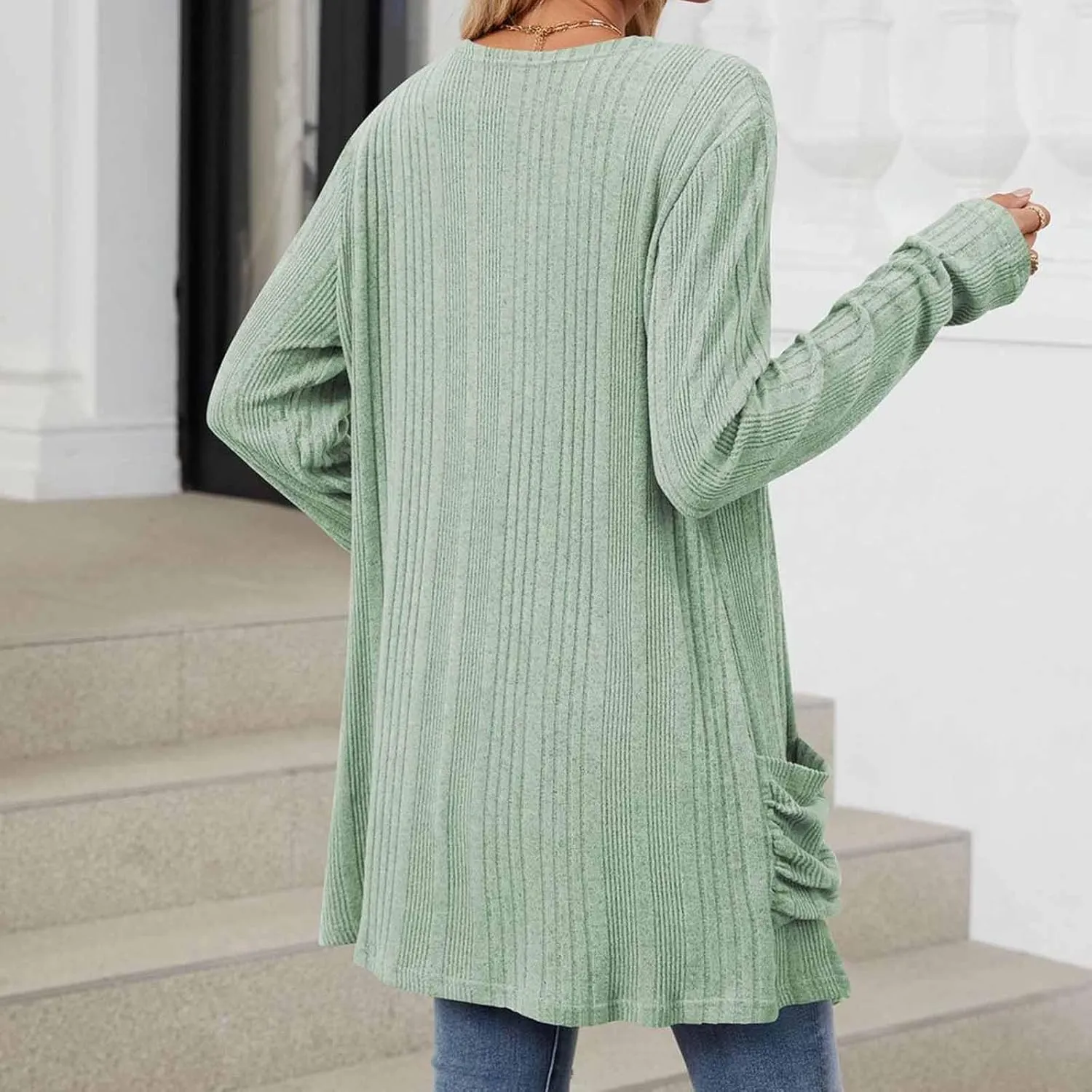 Womens Fall Fashion 2024 Cardigan Sweaters Open Front Casual Soft Knit Cardigans Long Sleeve Outerwear with Pockets