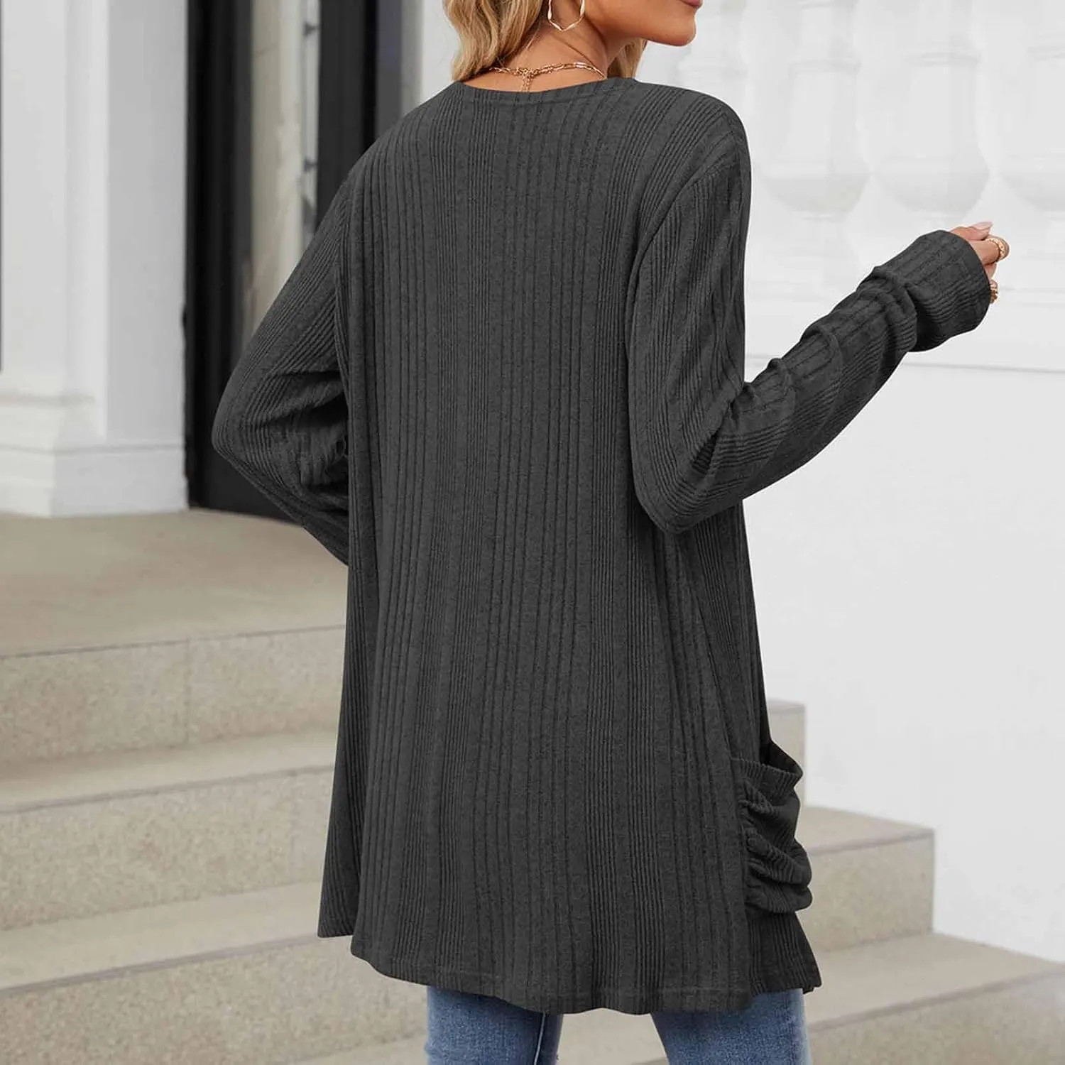Womens Fall Fashion 2024 Cardigan Sweaters Open Front Casual Soft Knit Cardigans Long Sleeve Outerwear with Pockets