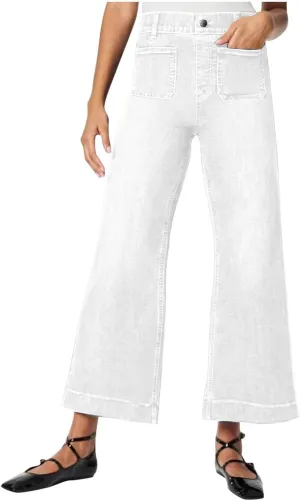 Women's High Waisted Jeans Casual Straight Wide Leg Loose Stretchy Denim Pants Baggy Cropped Trousers with Pockets