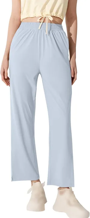 Women's High Waisted Wide Leg Pants with Pockets Casual Loose Palazzo Trousers Solid Straight Baggy Sweatpants Loungewear