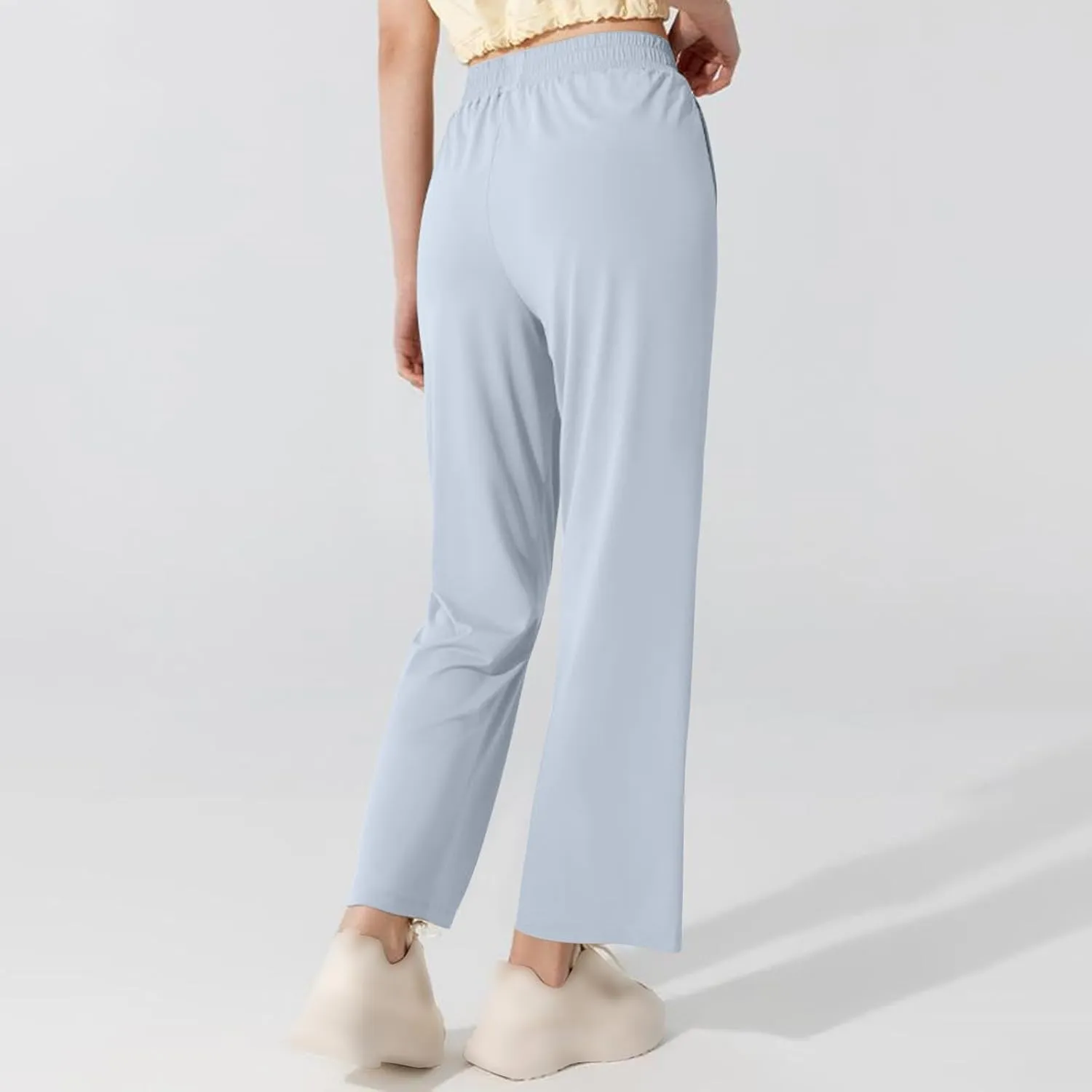 Women's High Waisted Wide Leg Pants with Pockets Casual Loose Palazzo Trousers Solid Straight Baggy Sweatpants Loungewear