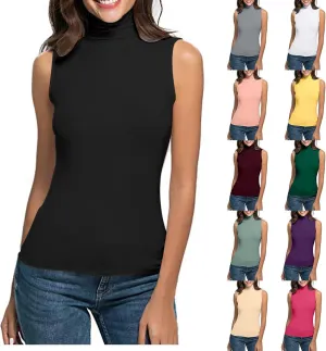 Womens Mock Turtleneck Tank Tops 2025 Summer Slim Fit Sleeveless Top Stretchy Basic Casual Pullover Layer Tee Shirts