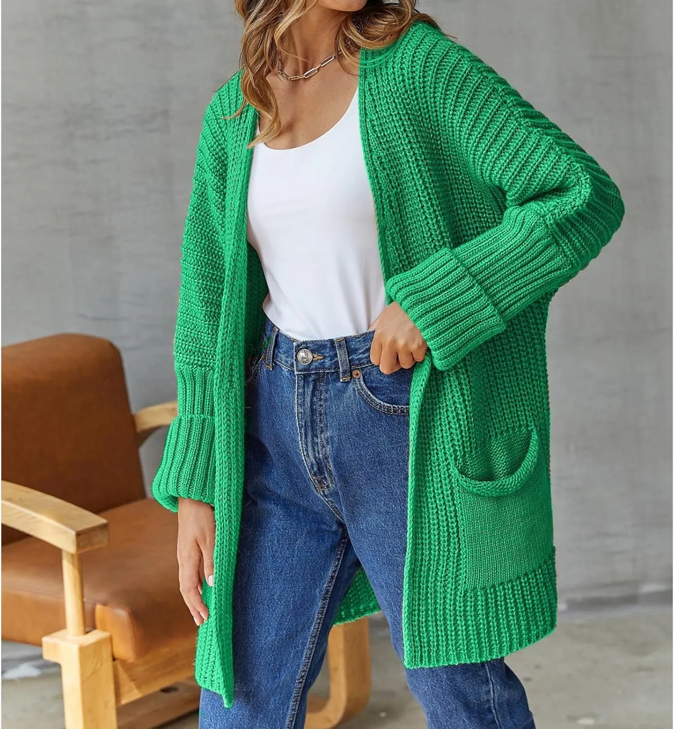 Womens Oversized Cardigans Soft Knit Cardigan Sweater Open Front Long Sleeve Sweater Coats Casual Fall Sweaters