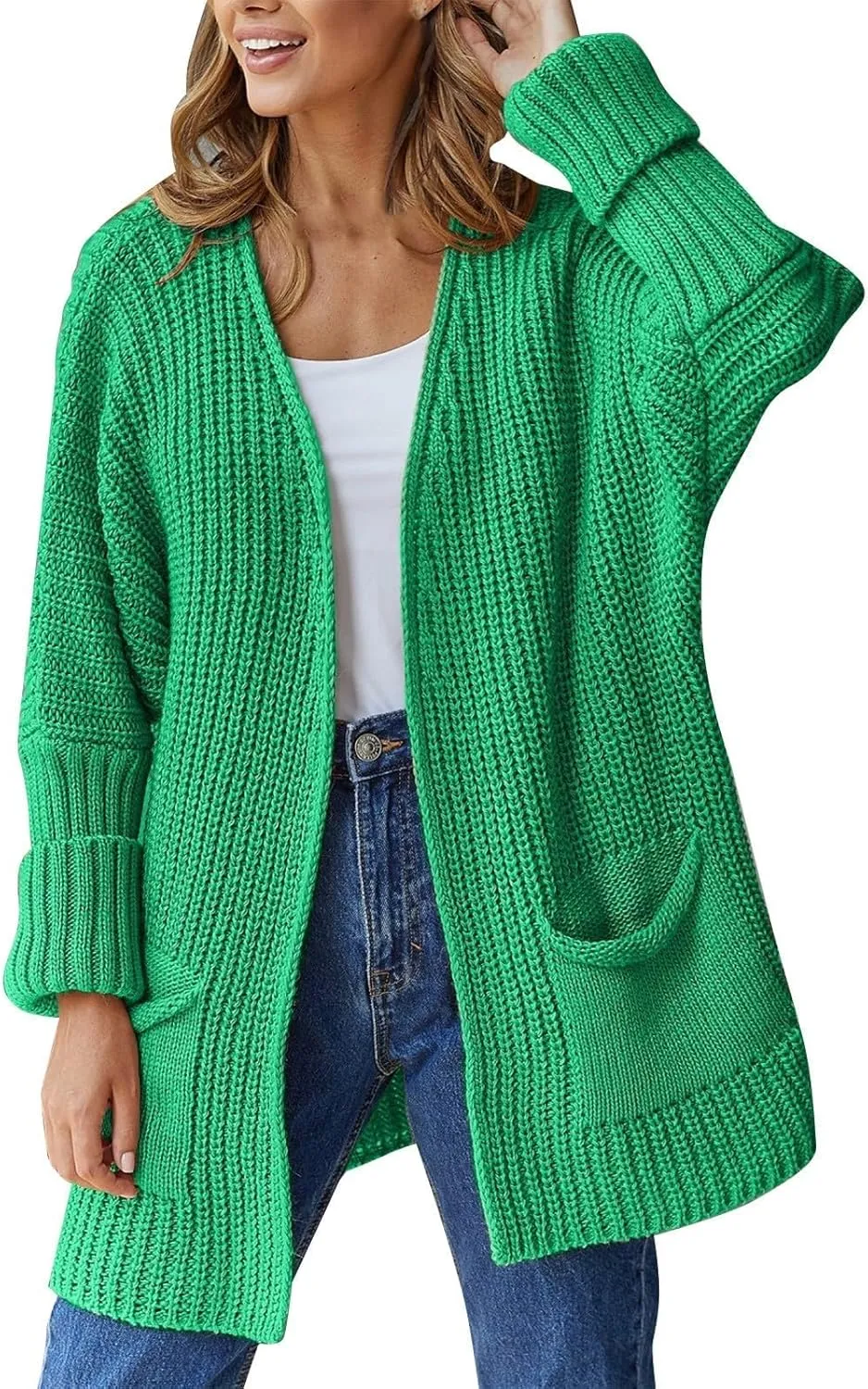 Womens Oversized Cardigans Soft Knit Cardigan Sweater Open Front Long Sleeve Sweater Coats Casual Fall Sweaters