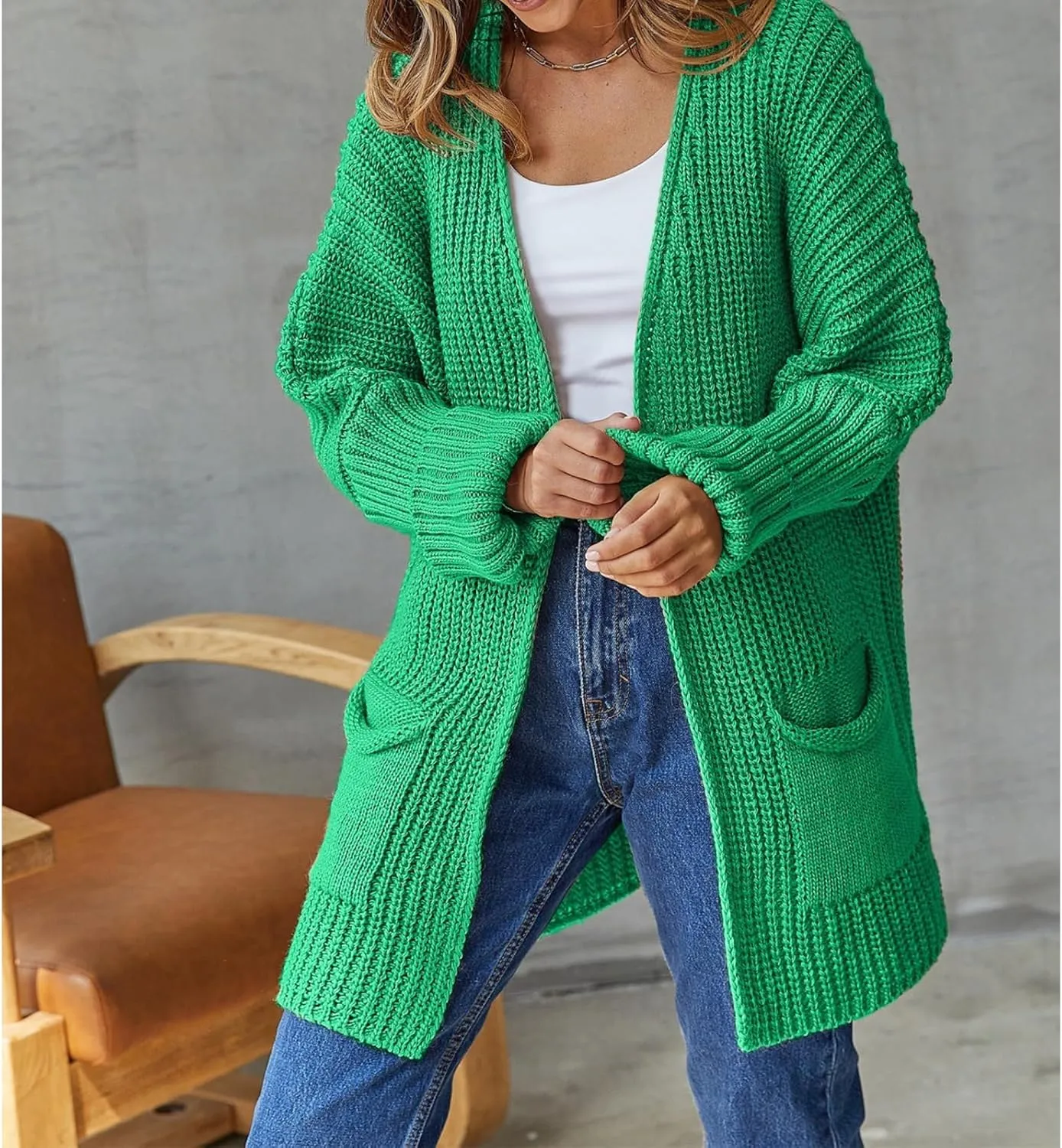 Womens Oversized Cardigans Soft Knit Cardigan Sweater Open Front Long Sleeve Sweater Coats Casual Fall Sweaters