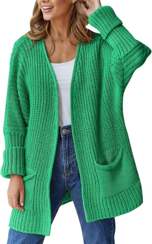 Womens Oversized Cardigans Soft Knit Cardigan Sweater Open Front Long Sleeve Sweater Coats Casual Fall Sweaters