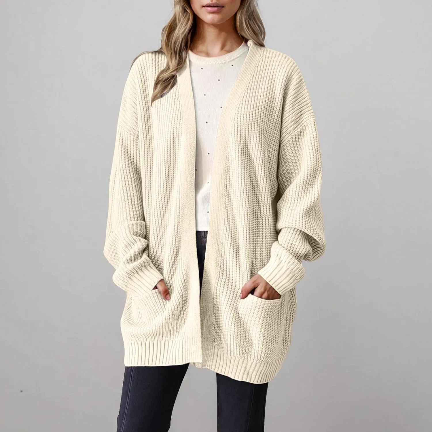Womens Oversized Sweater Cardigan Home Loungewear Open Front Long Sleeve Chunky Knit Cardigan Slouchy Sweater Jackets