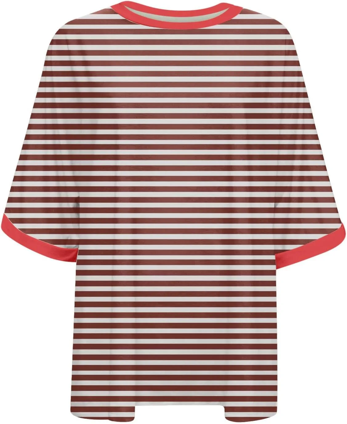 Womens Oversized T Shirts 2024 Casual Crewneck Short Half Sleeve Colorblock Striped Summer Tops