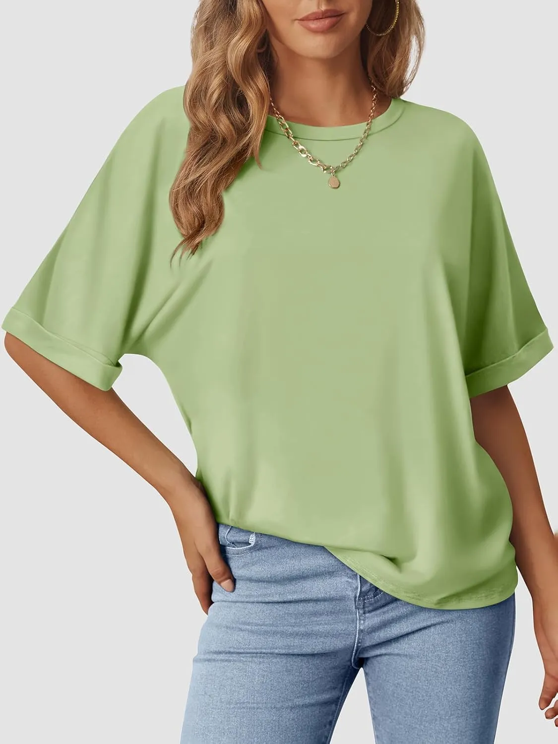 Women's Oversized T Shirts Short Sleeve Crewneck Summer Tops Casual Loose Basic Tee Shirts 2025 Trendy Clothes