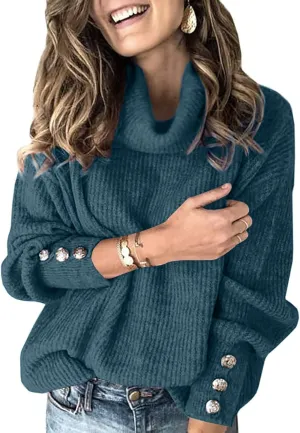 Womens Oversized Turtleneck Pullover Sweaters Cowl Neck Long Sleeve Winter Slouchy Loose Soft Knit Sweaters